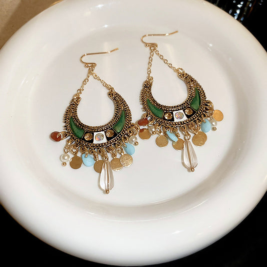 Rhinestone Resin Alloy Dangle Earrings Trendsi