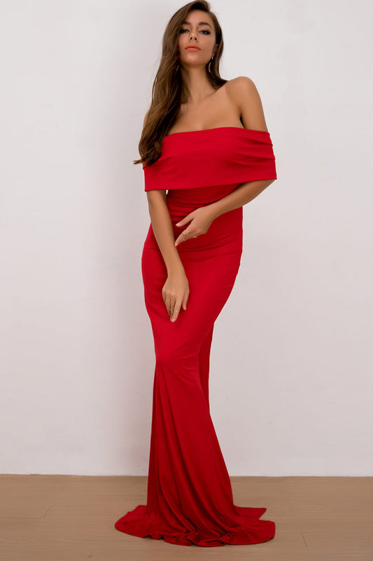 Off-Shoulder Floor Length Dress Trendsi