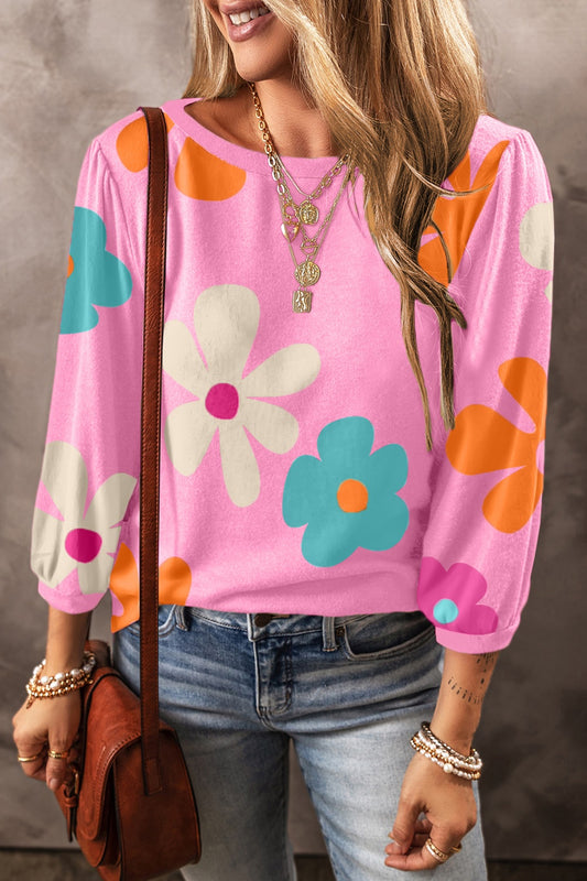 Printed Round Neck Top Trendsi