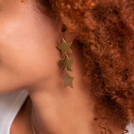 18K Gold-Plated Stainless Steel Star Earrings Trendsi